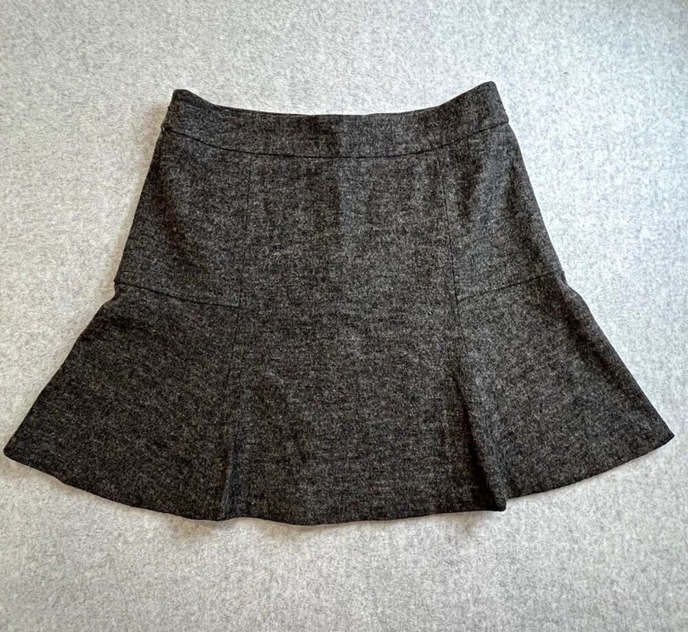 Ann Taylor Skirt Sz 10 Womens Gray Solid Mini Wool Blend Lined Back Zip